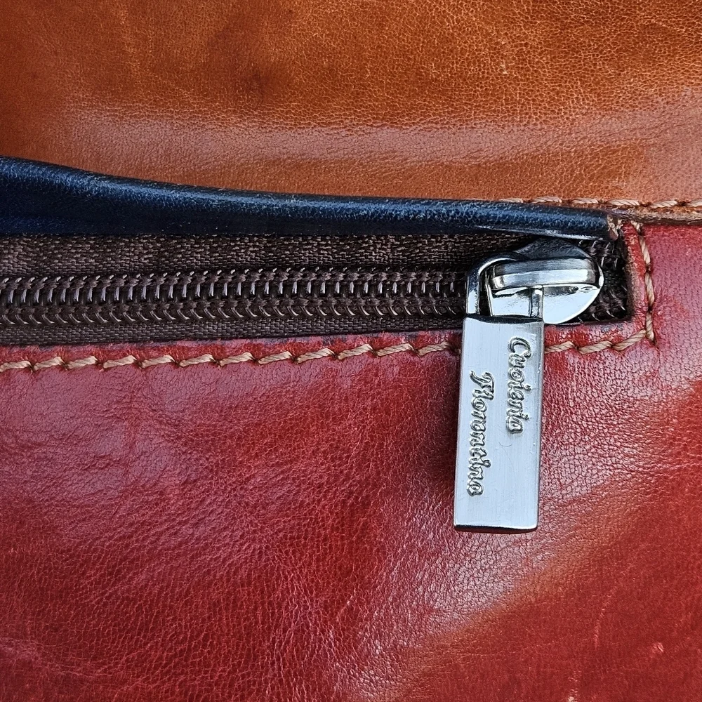 Cuoieria Fiorentina Vintage Crossbody Bag Smooth Brown Leather Purse Italy